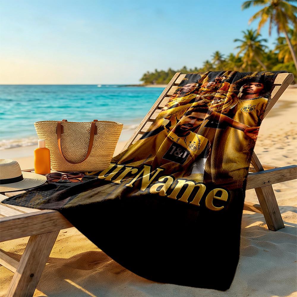 Borussia Dortmund Customize Your Name Beach Towel Super Soft Microfiber Quickdry Fabric