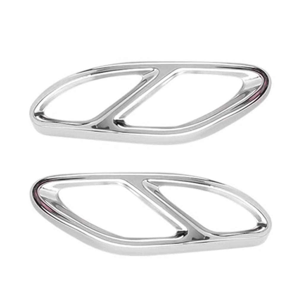 For Mercedes Benz A/C/E/B/GLC/CLA/CLS Class Car Exhaust Tip Muffler Pipe Cover 4 Outlet Tail Pipe Rear Diffuser Cover 2Pcs