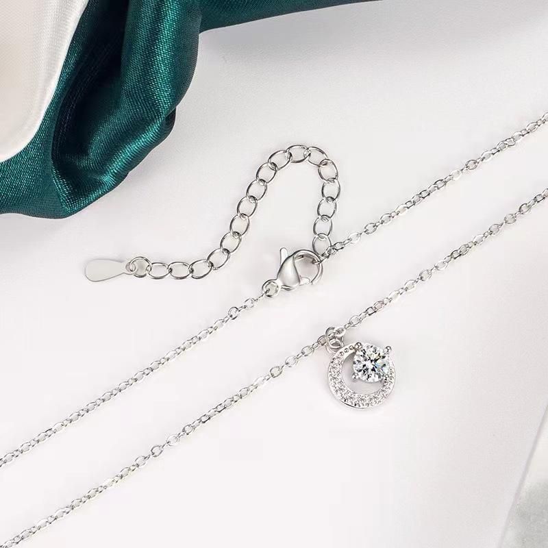 Круглое бриллиантовое колье Moon для женщин с легким роскошным нишевым дизайном. Высококачественная простая и универсальная цепочка на ключицу.