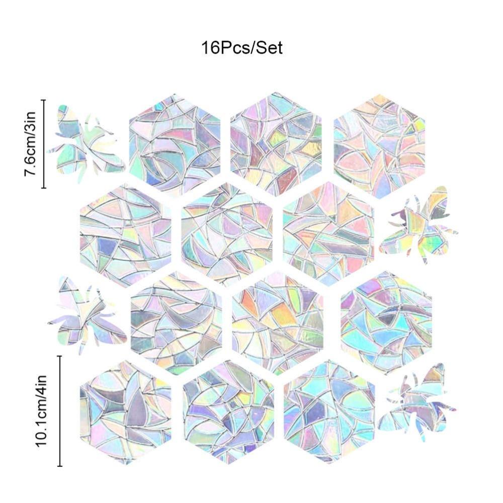 Self-Adhesive Rainbow Suncatchers 16-Piece Set Anti-Collision Stickers Home Decoration