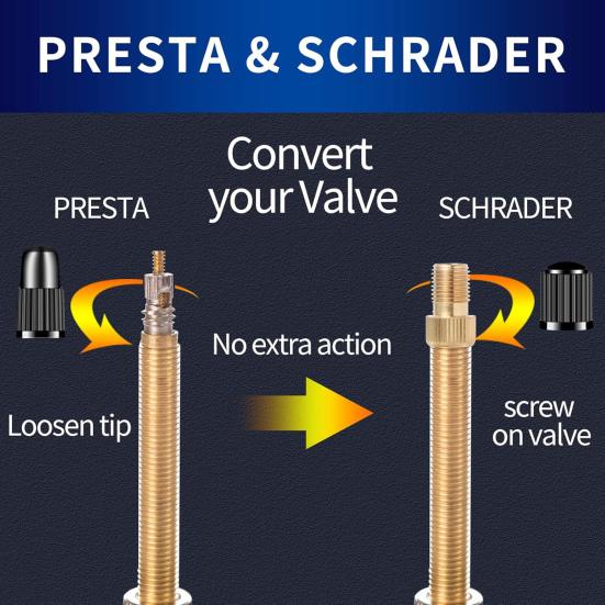 1 комплект адаптера клапана Presta и колпачков для велосипедных покрышек. Преобразуйте Presta в французский язык в США для накачивания шин для стандартного насоса и герметичного адаптера клапана.