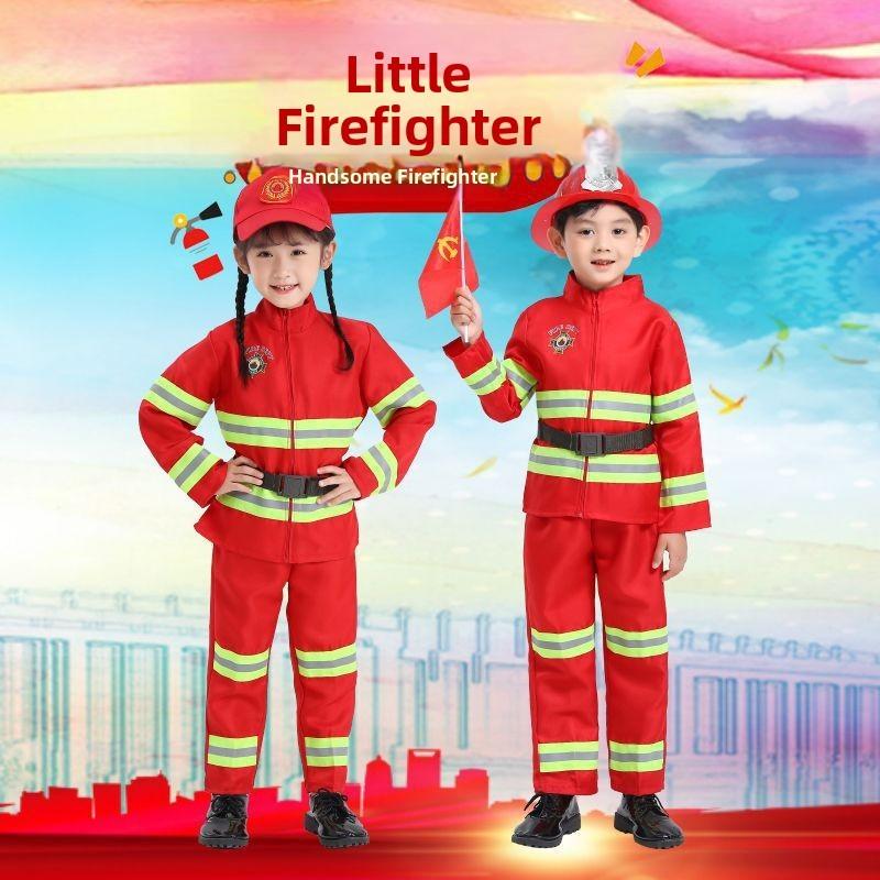 Childrens Firefighter Costume Set With Soft Fabric For Role Play And Performance
