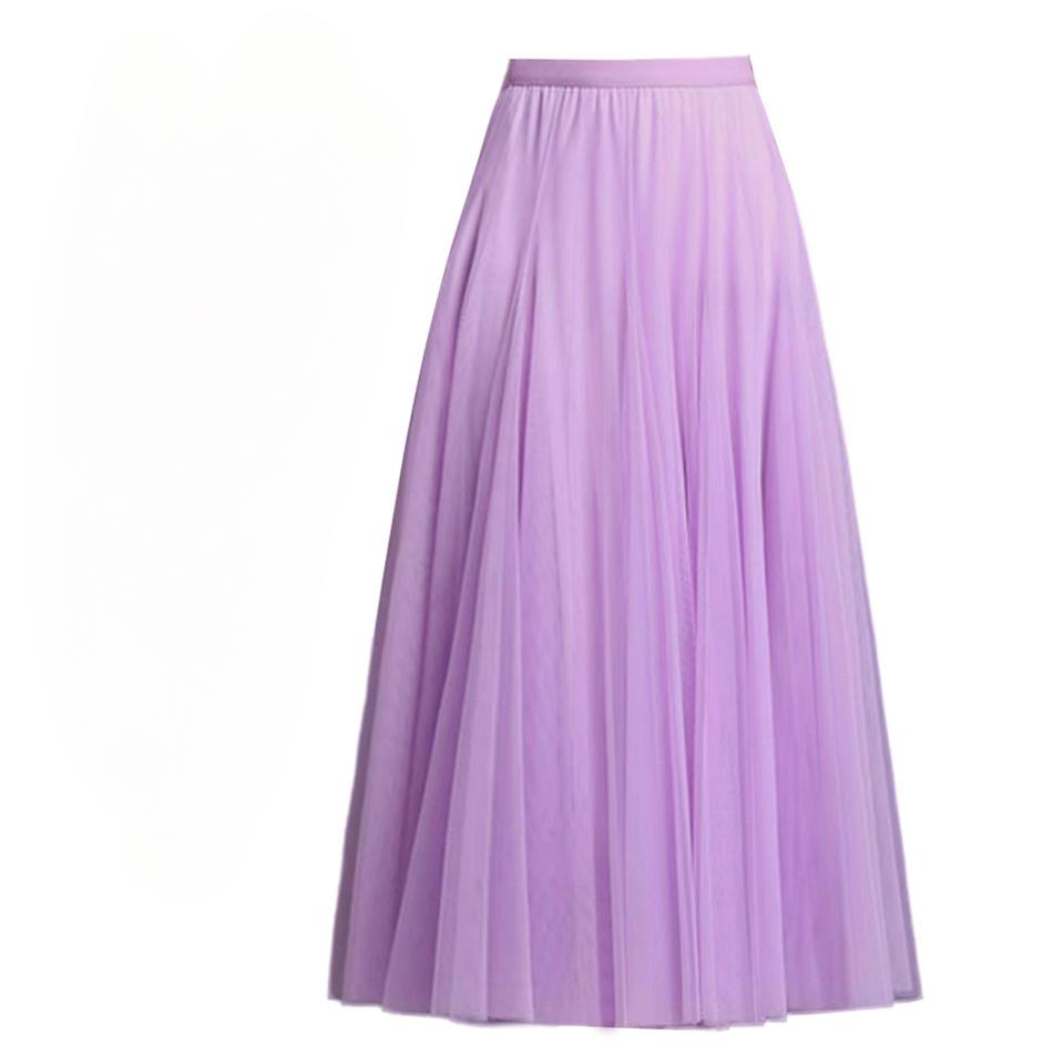 Женская юбка, длинная юбка-качели, тонкая юбка феи с высокой талией до середины тела, танцевальная сетчатая юбка