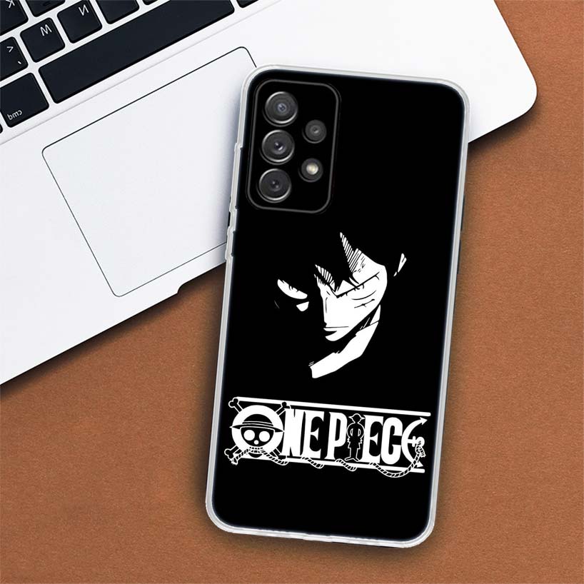 One Piece Black Art Crtoon Phone Case For Samsung Galaxy A53 A52 A73 A72 A12 5G A13 A22 A23 A32 A33 A02S A03S A42 A43 A50S Coque