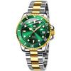 OLEVS Mechanical Date Stainless Watch for Green Men's Watch, Automatic/Hand-Wound, Waterproof, Luminous, Display, Steel, Gift, Man,