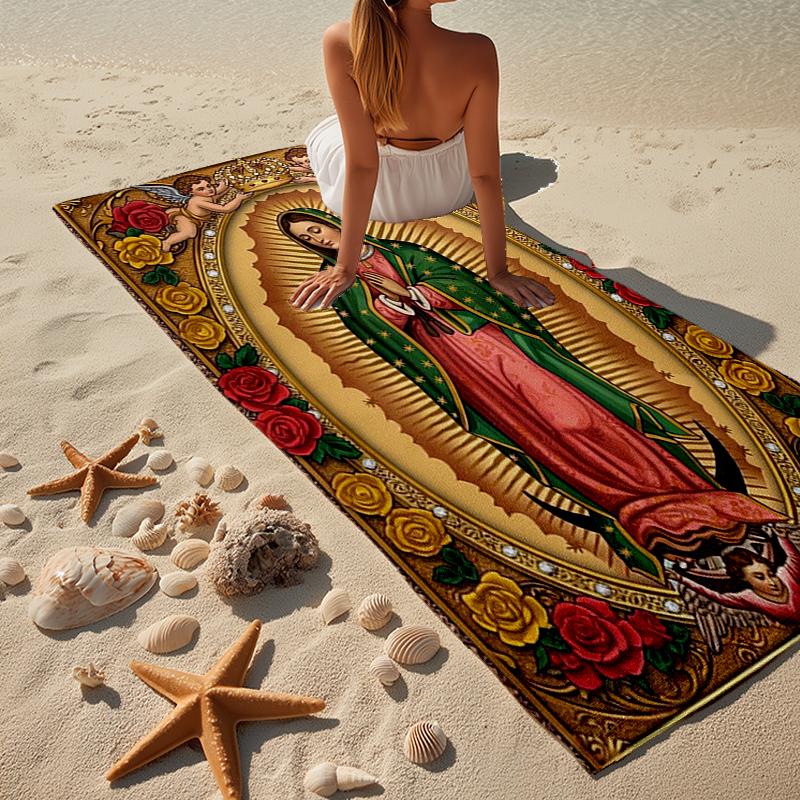 Our Lady Of Guadalupe Maria Beach Towel, Super Soft Microfiber, Gift for Her/Him, Birthday, for Pool, Beach, Travel, Home Decor Fan gifts