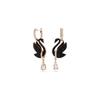 Swarovski Swan Drop Earrings Swan/Black/Rose Gold-tone Plated