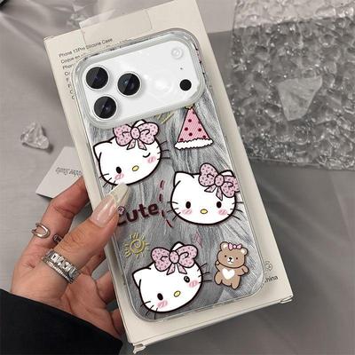 Стеснительный мультяшный чехол Hello Kitty из твердого пластика для iPhone 13/14/15/16PRO/17AIR