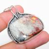 Natural Laguna Lace Agate Gemstone 925 Sterling Silver Pendant 2.01" p6R60