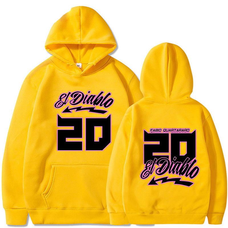 Script-racer Men Hoodie, El Diablo 20 Cursive Front & Racing Letter Back Print, Warm Fleece Sweatshirt for Sport Urban Street Outfits