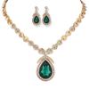 Latest Stylish Design Fancy Crystal Necklace Jewellery Set for Women (15221s)(Green)