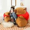 Capybara Plush Body Extra with Removable Strawberry Gift Pillow, Large, Hat, Cute, Fluffy, Fun, Strawberry, Toy, Comfortable, Soothing, Gift, Brown,