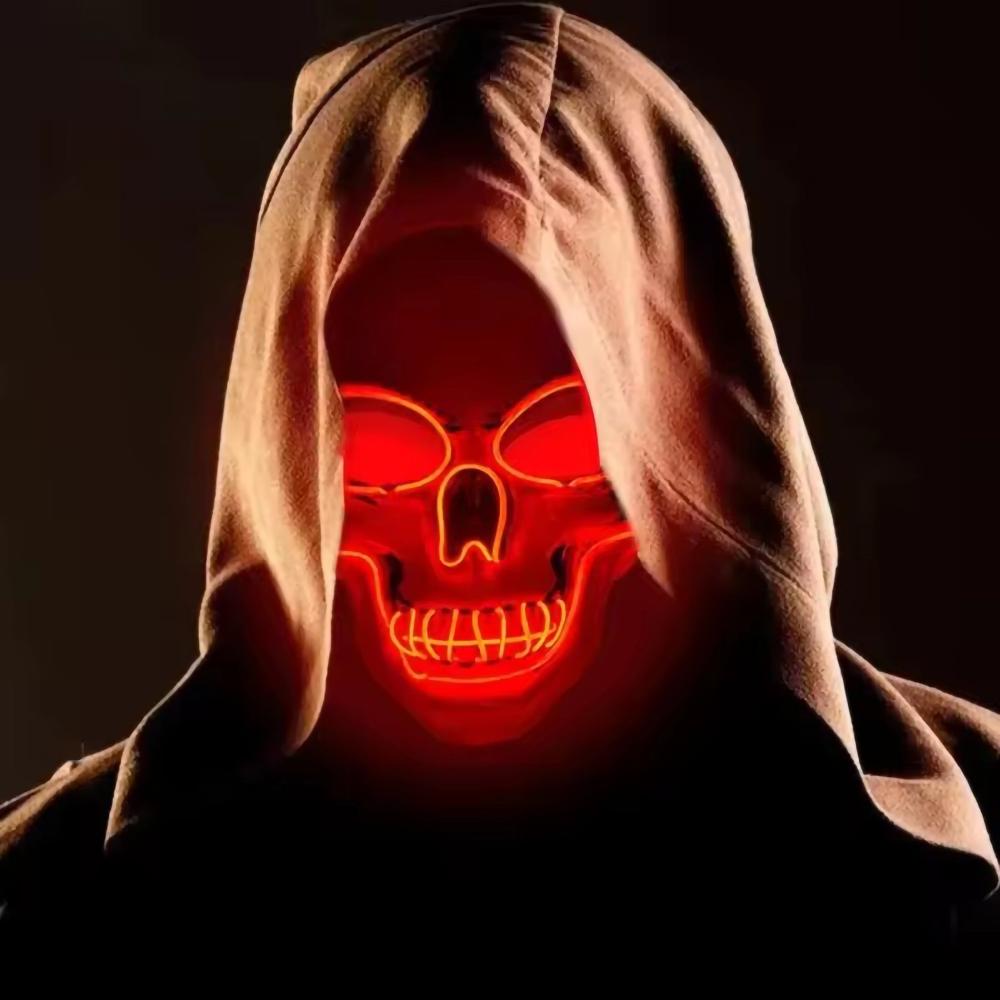 Halloween LED Horror Skull Mask Cold Light Mask LED Halloween Mask Cosplay Mask Halloween Party Decoration Luminous Skull Masks