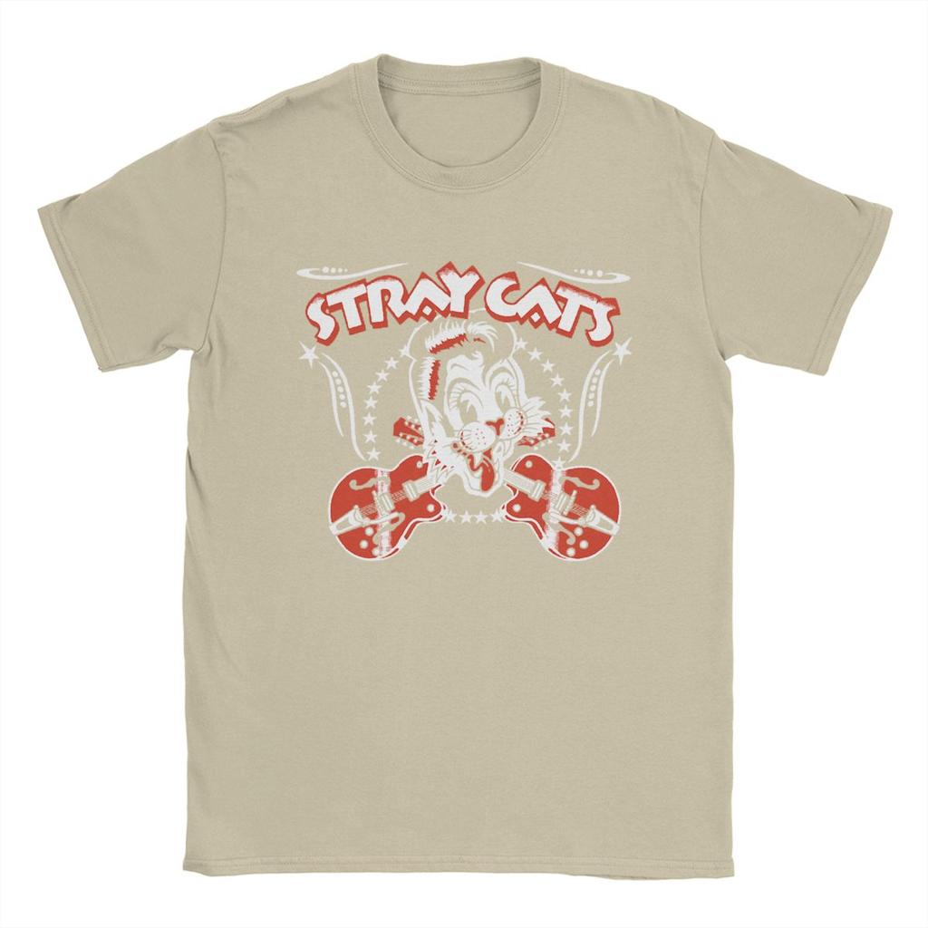 Stray Cats Band Мужская футболка Модная футболка с коротким рукавом и круглым вырезом 100% хлопок Идея для подарка Одежда
