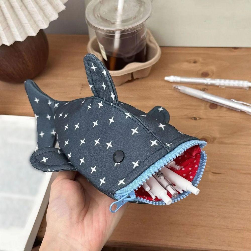 Kawaii Shark Pencil Case Lightweight Animal Stationery Pouch Funny Pencil Pouch Teens