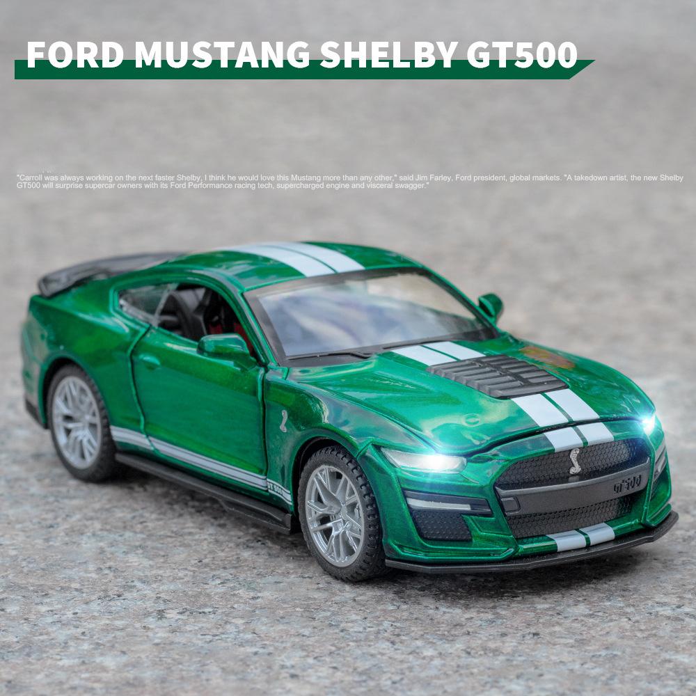 Масштаб 1/32 Mustang Shelby GT500, литая под давлением модель автомобиля, игрушечный автомобиль с откатным механизмом, звуком и светом для детей, коллекция подарков для мальчиков и девочек