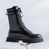 Men's Boots British Style Leather Short Boots Classic Black High Top Boot Non Slip Rubber Platform Boot Motorcycle Boots for Men