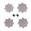 Heat Resistant Drink Coasters Halloween Spider Web Wooden Coaster, Anti-Slip Wood Cup Mat with Figurine, Party Supplies Thermal Insulated Table
