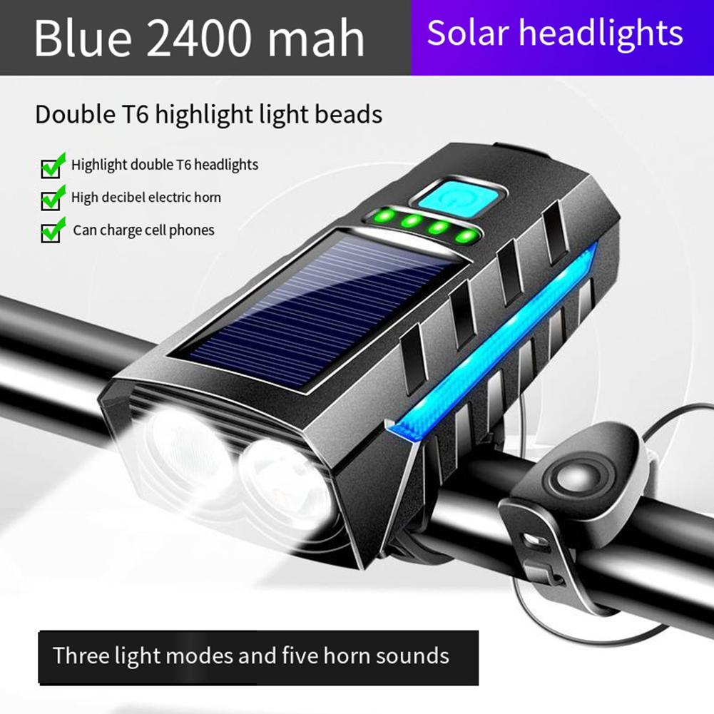 Велосипедная фара на солнечной энергии со звуковым сигналом 130 дБ, светодиодный велосипедный фонарь, индикация заряда, дальний свет, велосипедный фонарик, велосипедные аксессуары