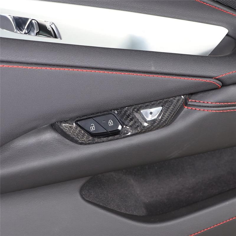 For Corvette C8 - Car Inner Door Lock Switch Button Cover Trim Accessories ABS Carbon Fiber-M53K