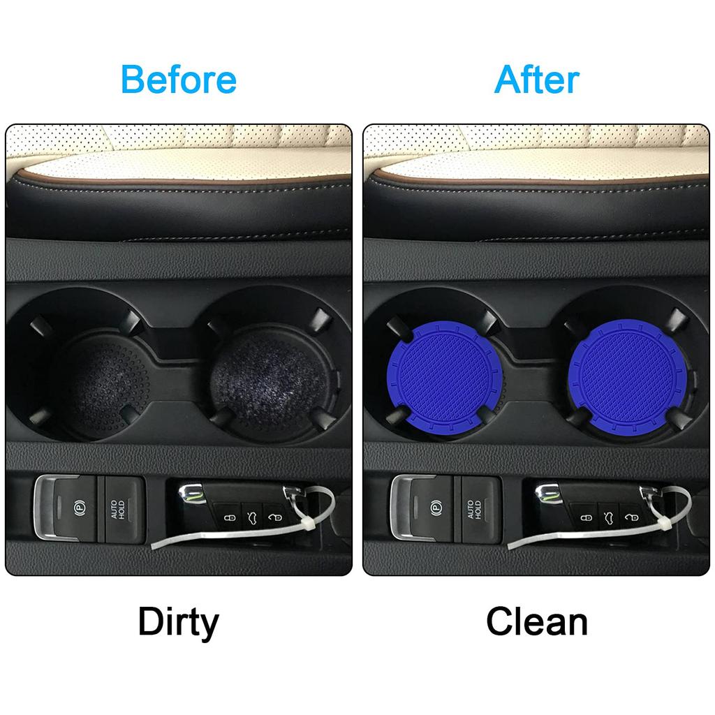 Wisdompro Car Non-Slip Coaster Drink Holder Cup Mat Vinyl Anti-Slip Vibration Proof Round 70mm Diameter 4pcs Blue
