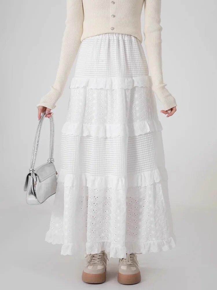 Women’s Multilayer Ruffles Tulle Skirt Pleated High Waist Fluffy Maxi Skirt Fairy Cake Dress Long Tutu Party Skirt