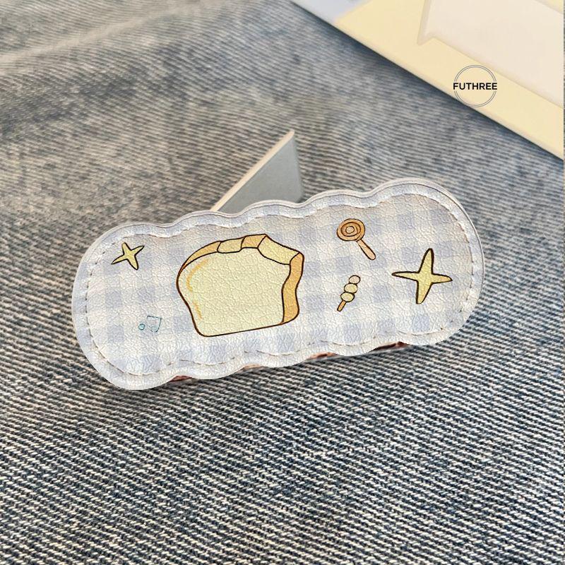 Foldable Mini Phone Holder - Cartoon Design, Leather Back Sticker, Metal, Ideal for Students and Binge-Watching.