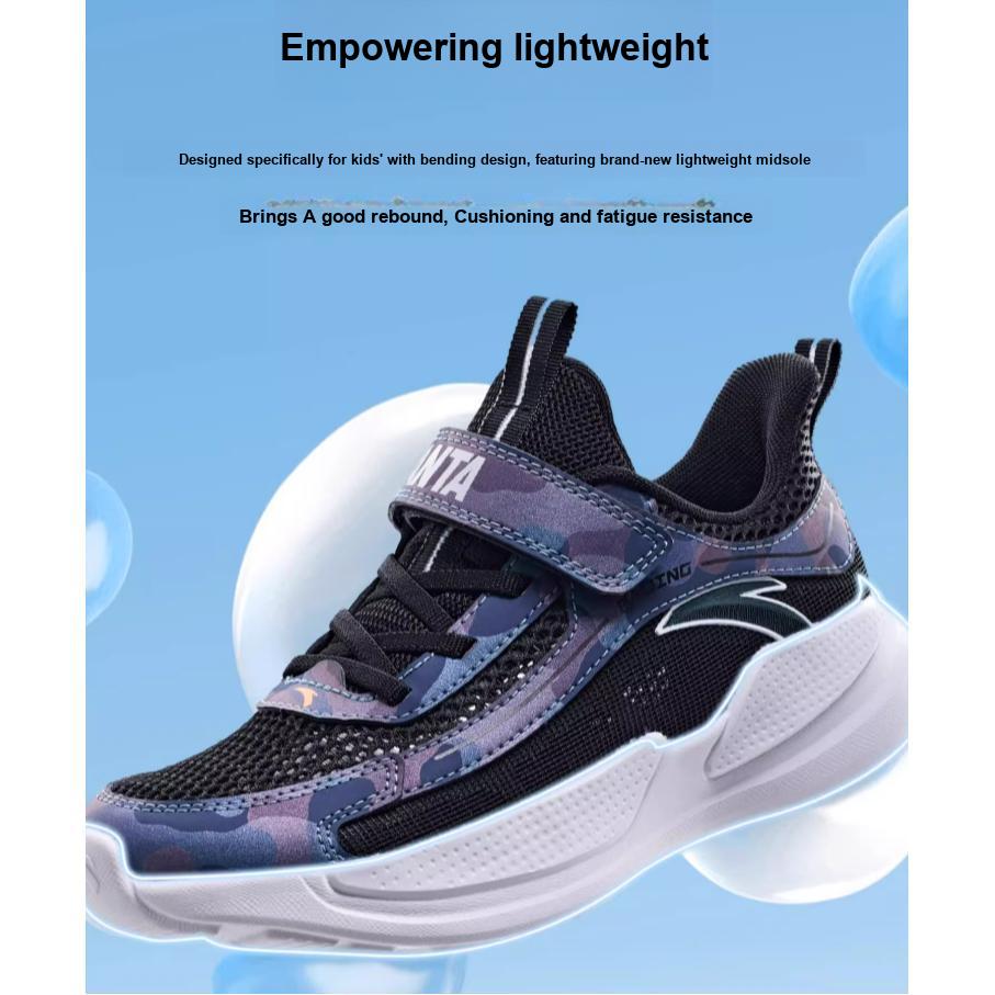 Anta Детские удобные универсальные кроссовки для бега на работу, амортизирующие, износостойкие, с низким верхом, детские кроссовки для бега, черные, оранжевые, A312425513-7