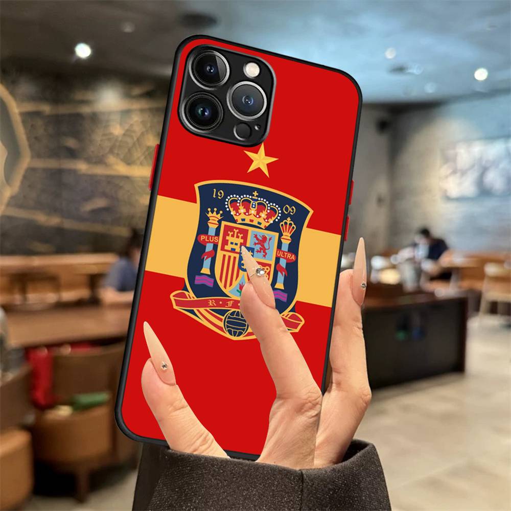 Spain Flag Cover For iPhone X XR XS 11 12 13 14 15 16 pro MAX mini Phone Case Matte shockproof