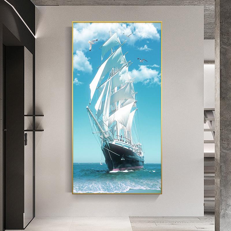 Золотая лодка корабль холст картина Lucky Stone Zen плакаты пейзаж настенные художественные картины для гостиной крыльцо Декор