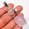 Rose Quartz Pink Chalcedony Gemstone 925 Silver Plated Pendant 2.46"