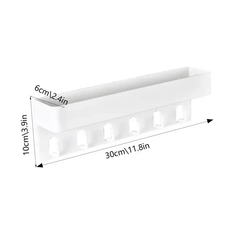 Настенная полка для хранения с поддоном и 6 крючками для почты, столовых приборов, хранения в ванной комнате, офисных инструментов, учебных принадлежностей и хранения закусок