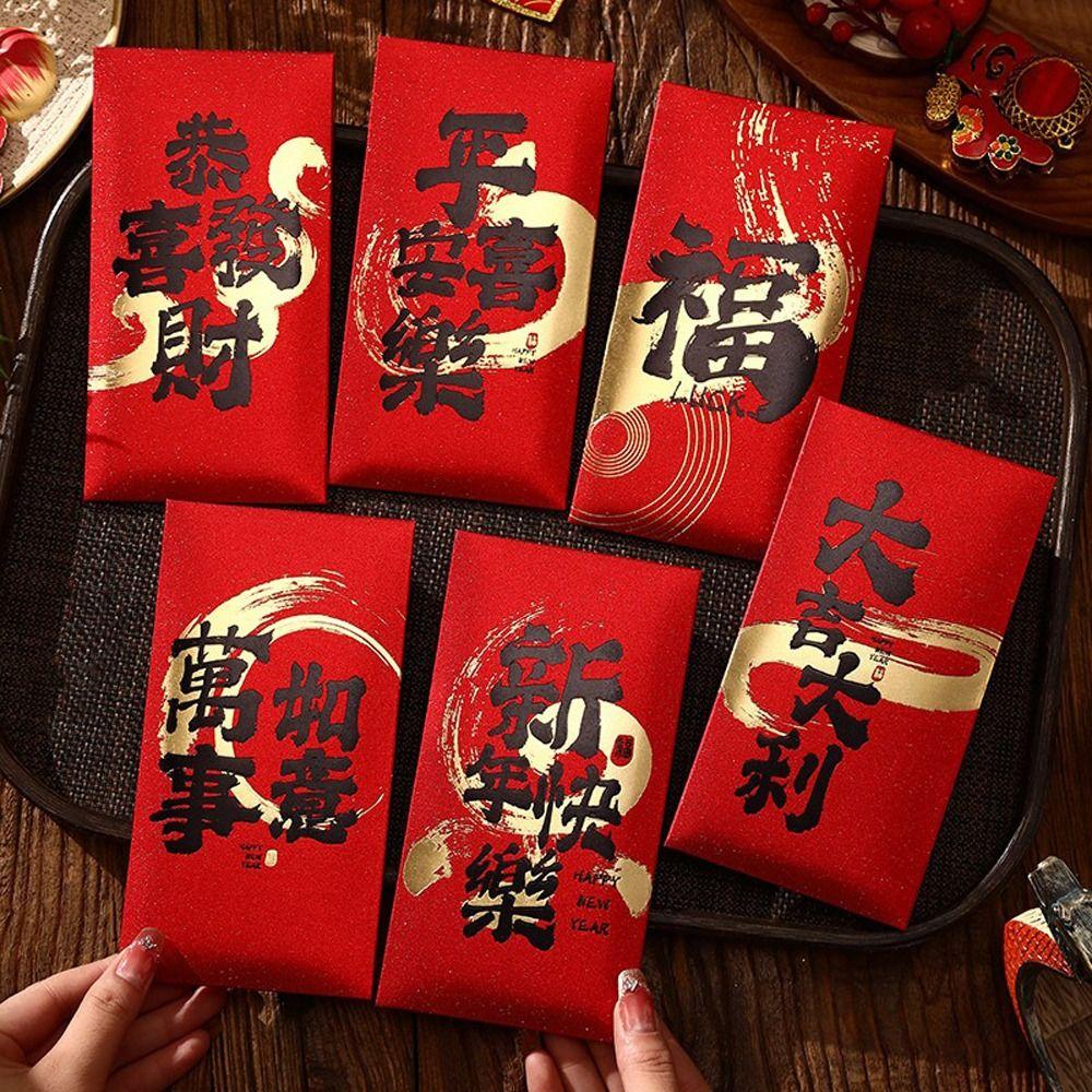 Gift Bag Cartoon Red Envelope Traditional Paper Money Envelope 2026 Horse Year Blessing Words Lucky Money Bag Spring Festival