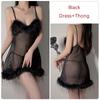 Soft Pajamas Women Sexy V Neck See-through Mesh Feather Ladies Suspender Nightgown Nightgown Uniform Set