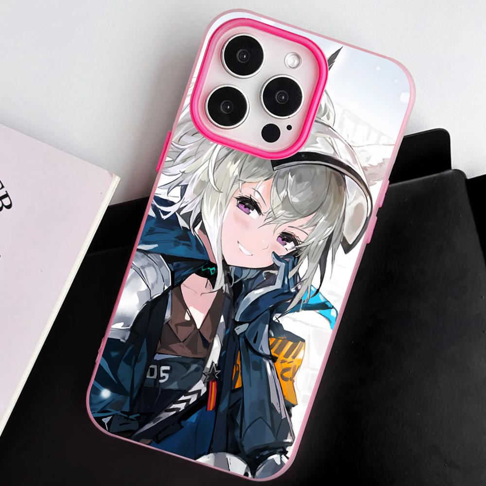 Arknights Grani Jelly Двухслойный Чехол для Мобильного Телефона Розово-Красный для iPhone 17 16 15 14 13 12 11 Air Pro Max Plus Защитный