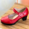 Medium Heel Cheongsam Catwalk Shoes Round Head Thick Heel Women's Professional Work Shoes Beef Tendon Sole Single Shoes Mother