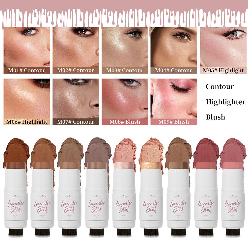 Natural Smooth Blush Stick Long Lasting Moisturizing Waterproof Contour Highlighter Blush Y4V5