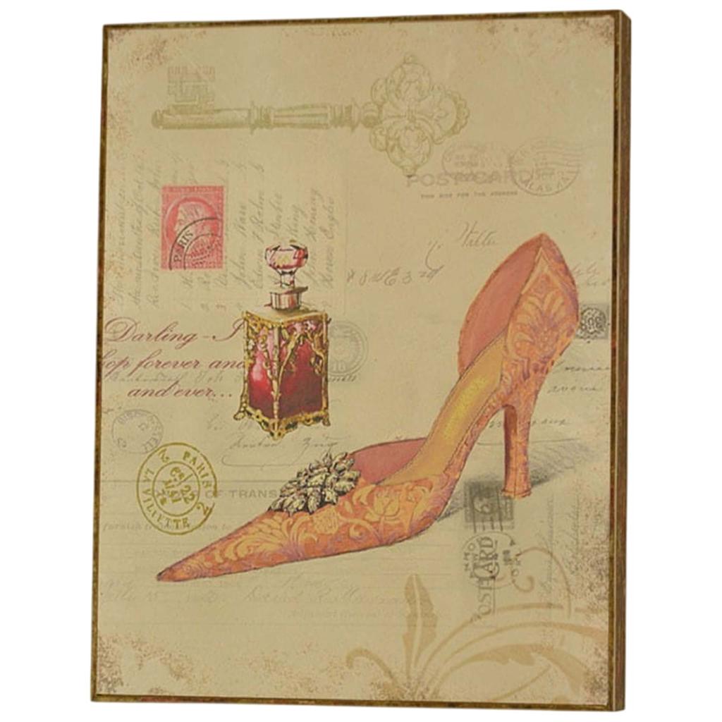 Picture vintage retro fashion shoe in glamour style golden slipper