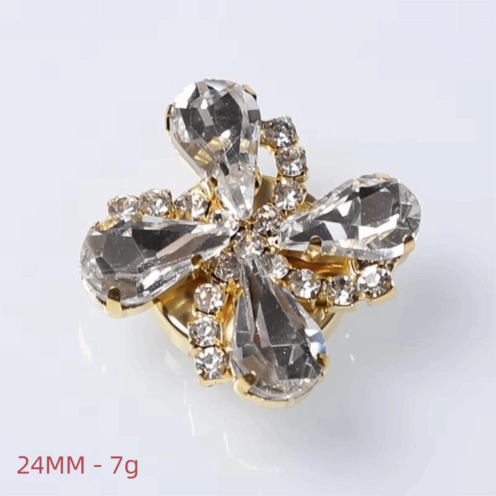 Flower Rhinestone Button Cover Alloy Detachable Clip-On Button for Shirt Tuxedo Accessories