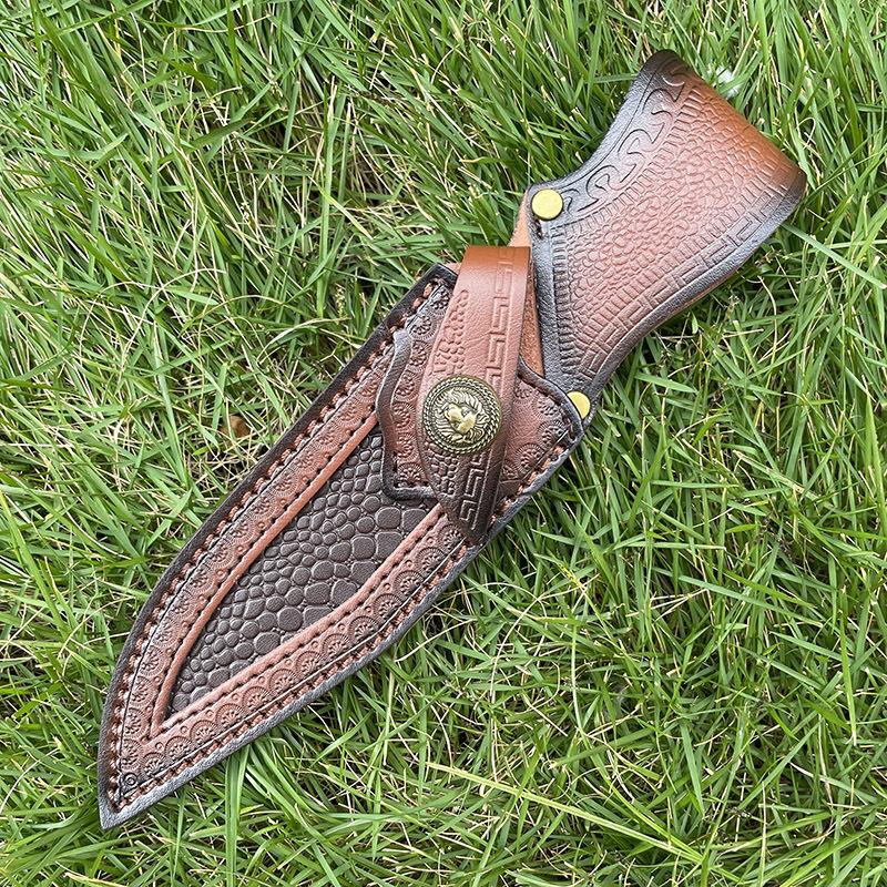 Прямой держатель для ножей с фиксированным лезвием, 24 см, спилок из воловьей кожи, тисненые ножны, универсальный чехол для ножей, кобура для охотничьих ножей