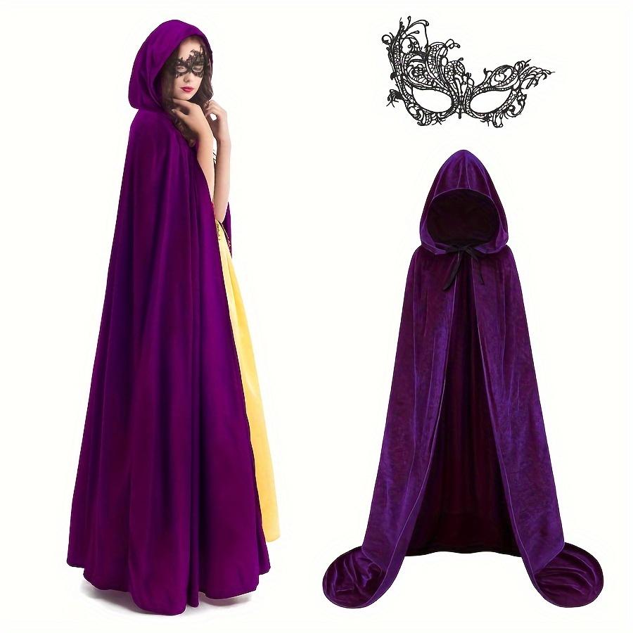 Halloween Velvet Cape Polyester Costume Cape for Adults Stage Performance Cosplay Party Witch Cloak Halloween Masquerade Cape Party Wear Accessories