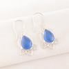 Wonderful Dark Blue Cat's Eye Gemstone Jewelry, 925 Sterling Silver Earrings Gift, Gorgeous Silver Handmade Earrings For Women