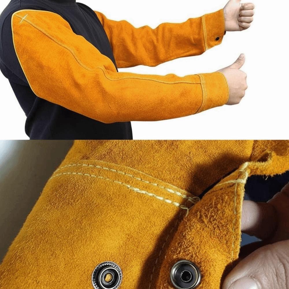 Non-stick Liner Leather Welding Work Sleeves Arm Protection Heat Flame Resistant Welding Arm Sleeve Wear-resistant Thickened