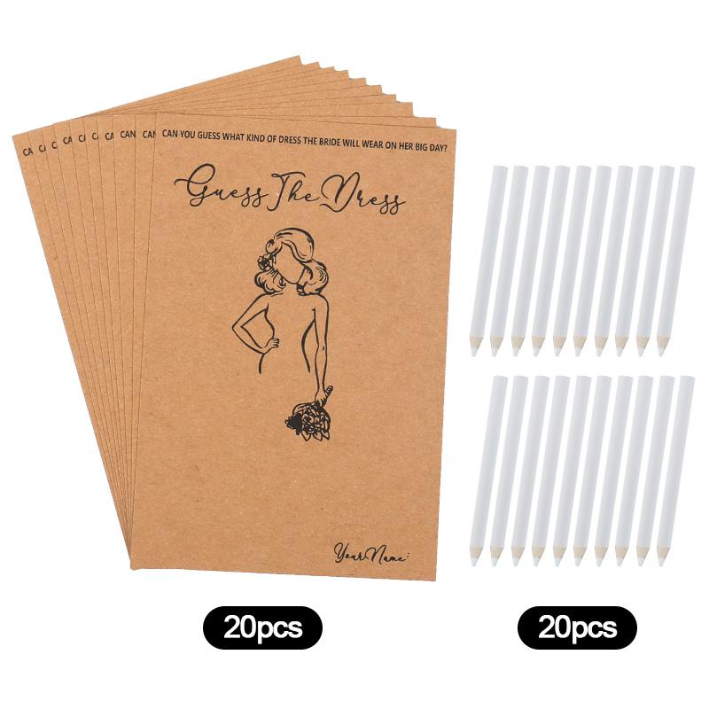10/20sets Wedding Dress Game Card with Pens Guess the Dress Bridal Shower Painting Games Bachelorette Party Decoration Gifts