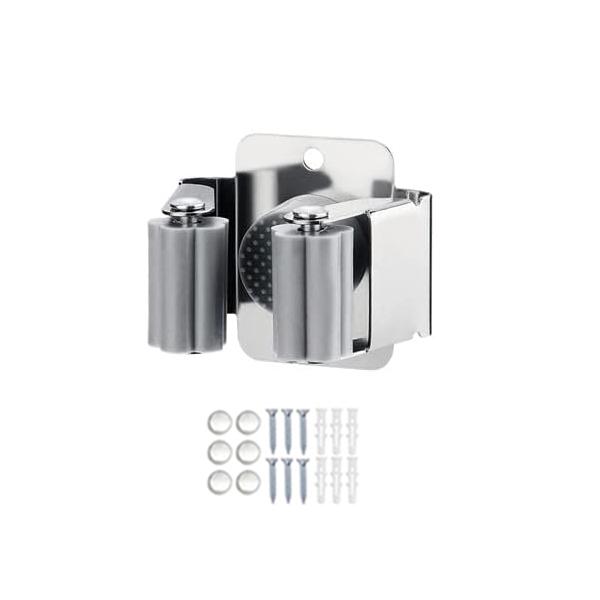 Stainless Steel Mop Holder Brush Broom Hanger Fixed Rack Kitchen Bathroom Garden Tool Organizer Wall Mounted with Screws Cup Holders 5