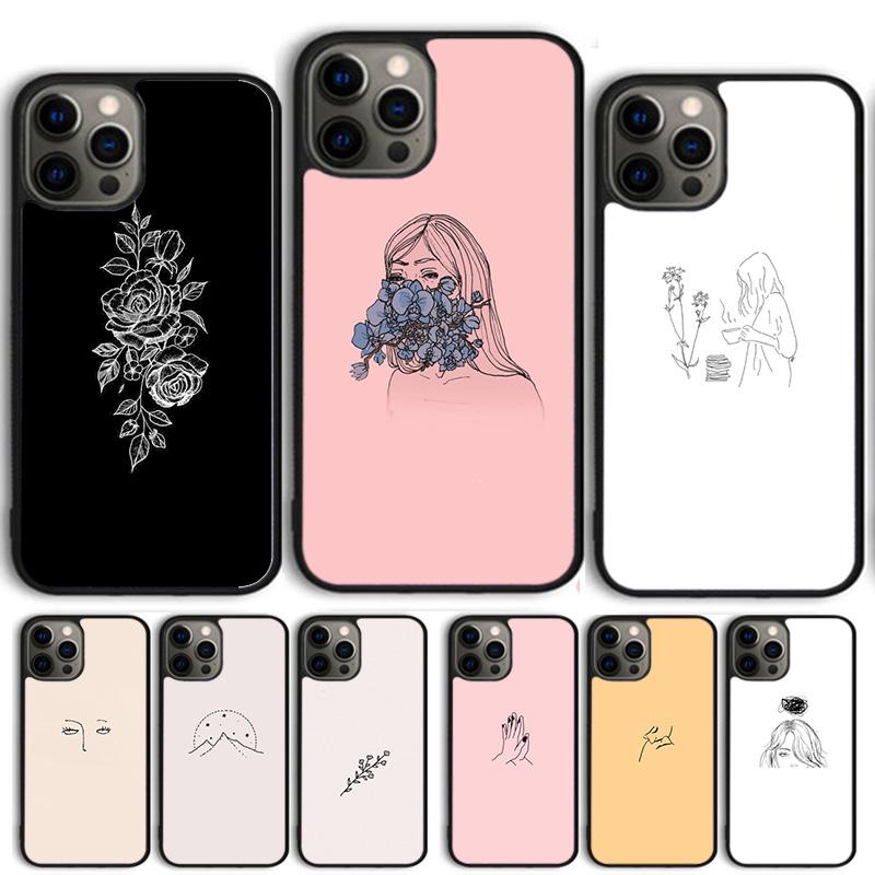 Минималистичная эстетика Линии Искусство Чехол-Ракушка Для iPhone 17 Air 15 16 14 13 12 Pro Max 11 Pro Max Plus Чехол для Телефона