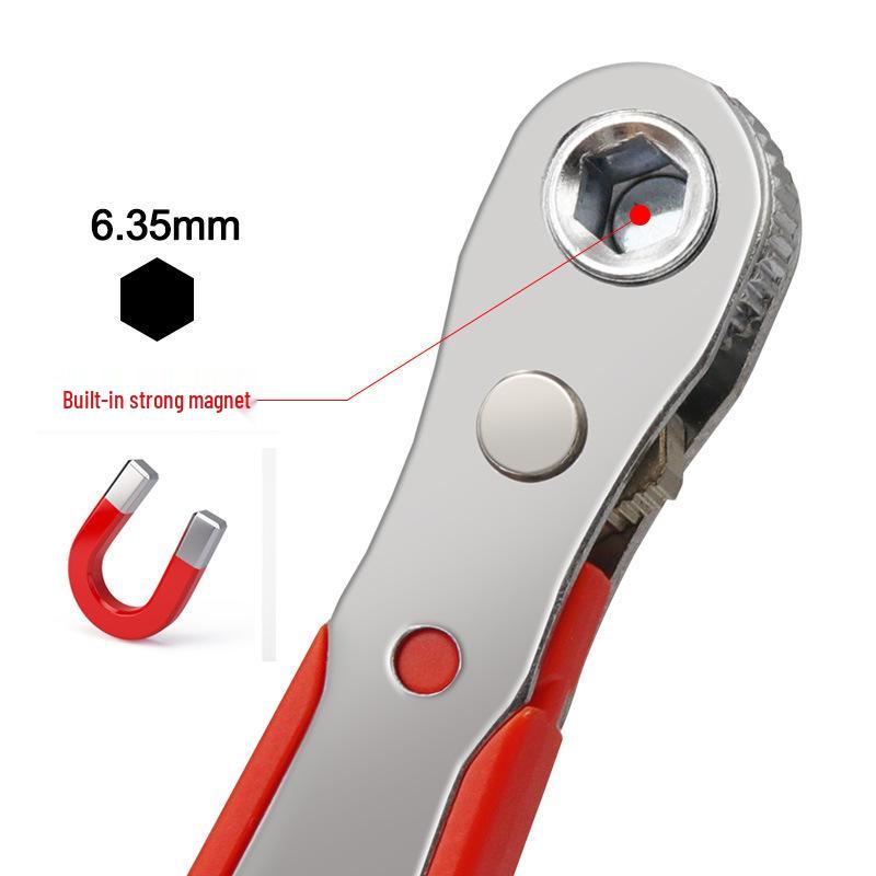 Magnetic Mini 36-Tooth Plastic Ratchet Wrench with Reversible Quick Adjust Ring