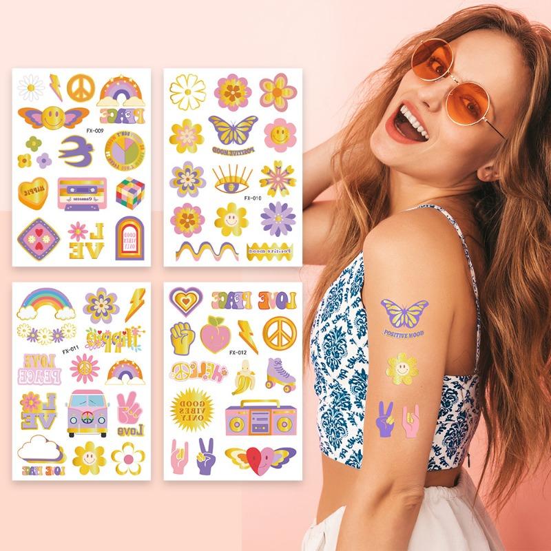 10pcs/set -Peace Love Waterproof Tattoo Stickers Face Stickers Men and Women Party Tattoo Stickers