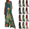 Женский рождественский принт однотонный широкий крой без бретелек майка карман повседневный комбинезон