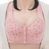 Women Front Button Floral Brassiere Underwear Cotton Wireless Push Up Bra Lingerie